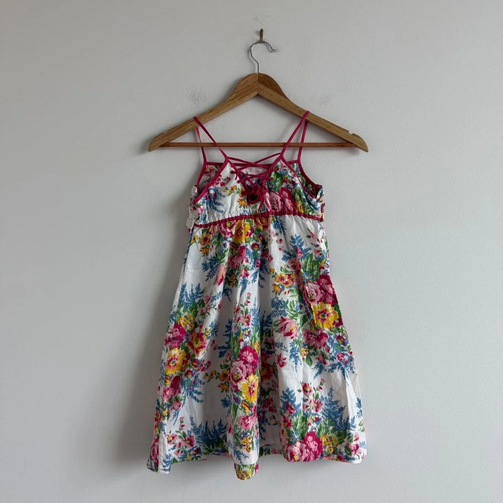 Vintage 90s Ralph Lauren Floral‎ Print Ruffle Bodice Dress Size 6